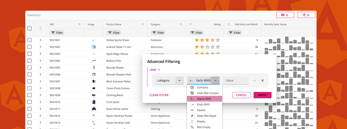 advanced filtering in Angular