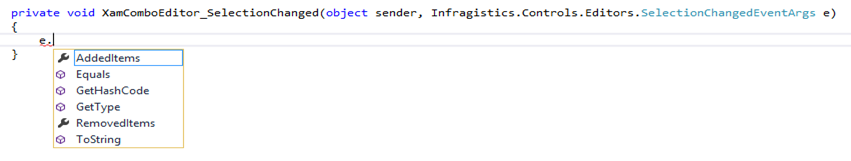xamComboEditor improved SelectionChangedEventArgs