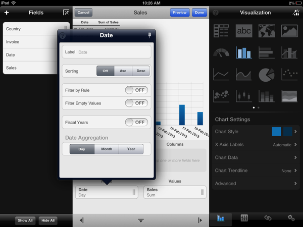 Widget editor date aggregation