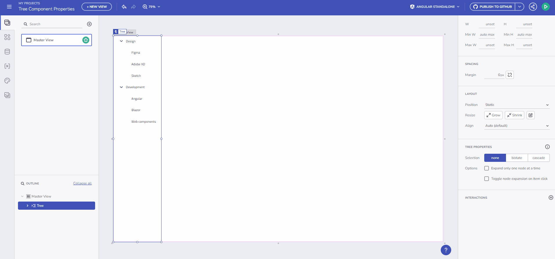  tree grid component in app builder