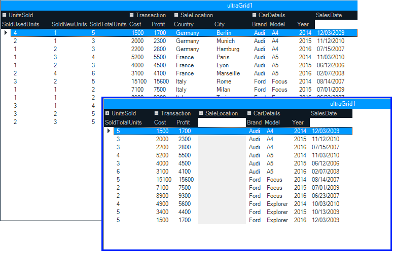 Column Header Collapse