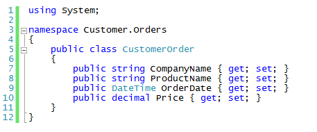 CodeSnippet-CustomerOrder