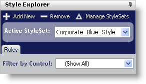 The Style Explorer with the Corporate_Blue_Style StyleSet in the Active StyleSet drop-down list.