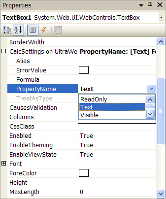 WebCalcManager Summing Two Controls at Design Time 02.png