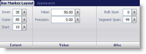 Bar Marker Layout panel for linear gauge.