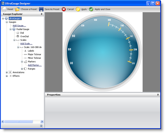 The gauge designer with the tickmarks specified.