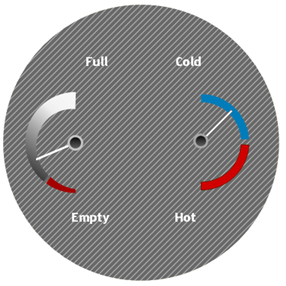 Radial gauge demonstrating a hatch brush.