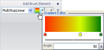 The gauge's gradient editor with three color stops.