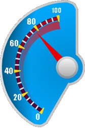 Radial gauge with a dial that doesn't sweep 360 degrees.