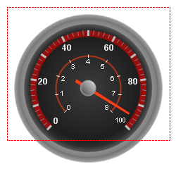 Radial gauge with settings based on the scale layout panel shown in screen shot above.