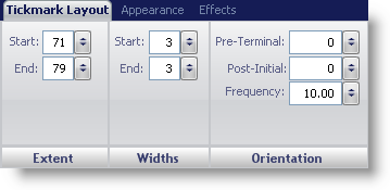 Tickmark layout panel shown in the gauge designer.