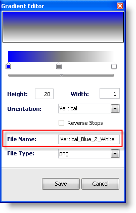 The gradient editor dialog box