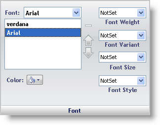 The Font panel