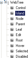 Shows UI Roles for WebTree in the Style Explorer.