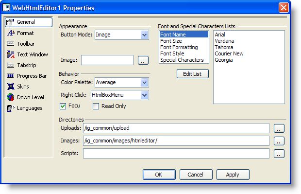 WebHtmlEditor Overview of the WebHtmlEditor Designer 01.png