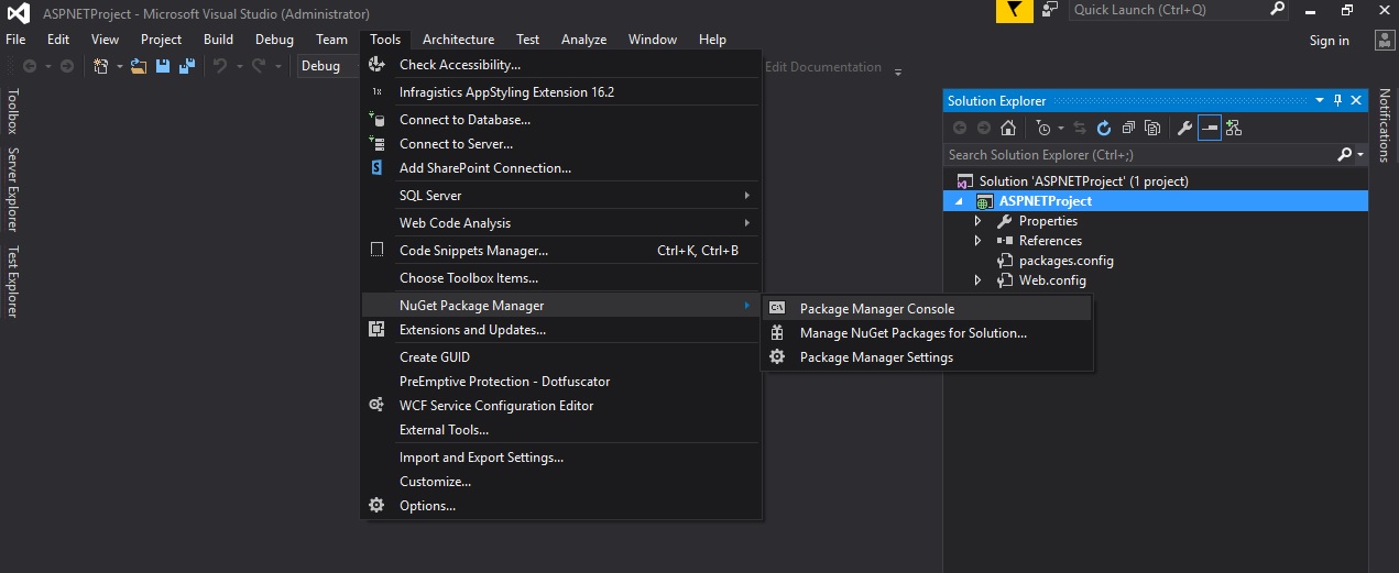 Package manager console.