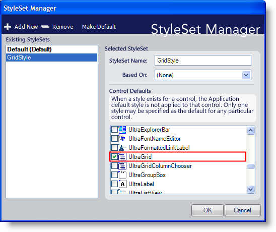 The StyleSet Manager with the StyleSet Name set to GridStyle