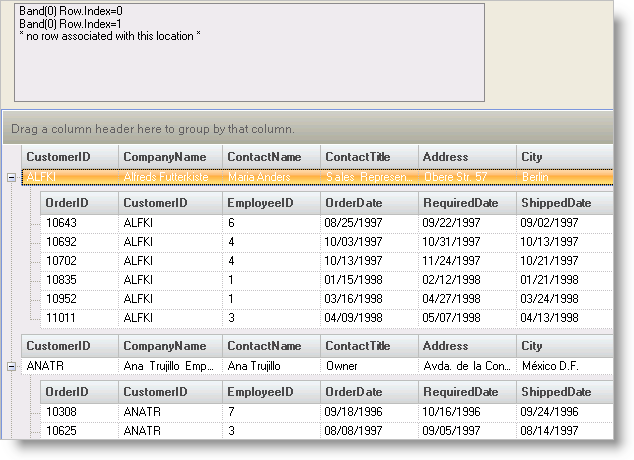 determining which row the user clicked in ultragrid