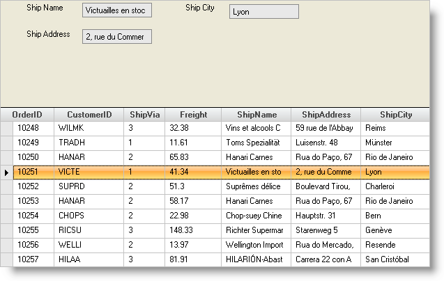 binding ultragrid rows to text boxes