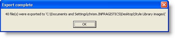 An example of the confirmation dialog that appears when the export is complete.