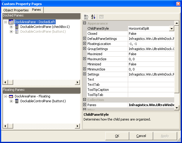 UltraDockmanager's custom properties pages dialog