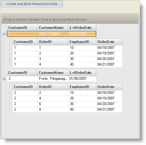 binding to program generated hierarchical data