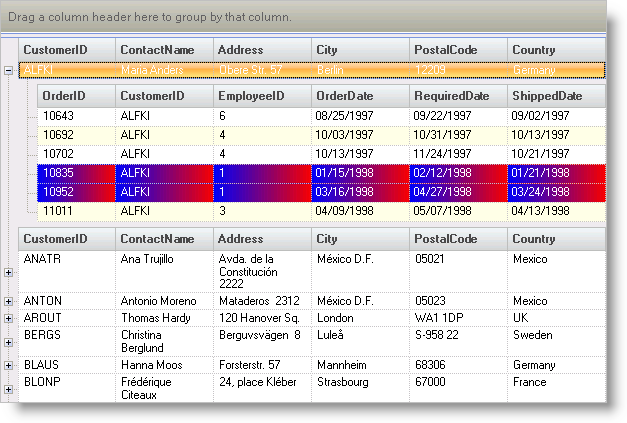 changing the appearance of ultragrid's rows