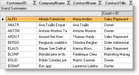 display non scrolling summaries in ultragrid