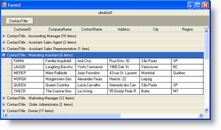 group rows based on column data in ultragrid