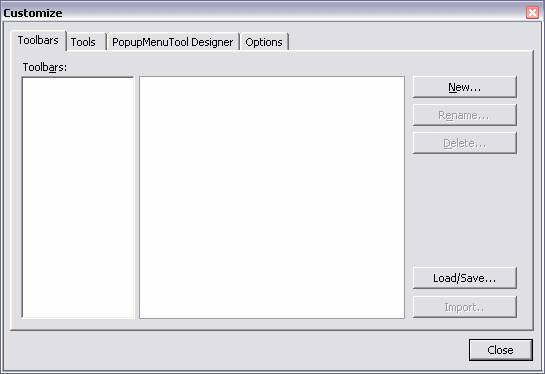 ultratoolbarsmanager customize dialog