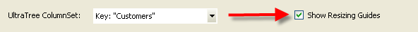 ultratree columnset layout designer highlighting the show resizing guides