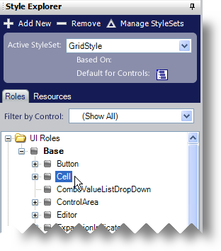 Selecting the Cell UI Role under the UI Roles node in the Style Explorer.