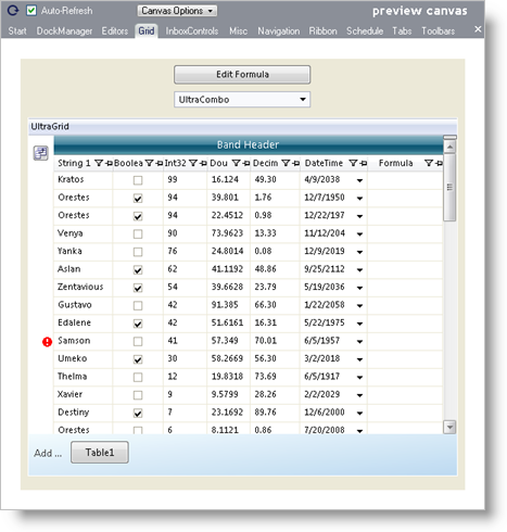 Shows the Grid Canvas as an example of what a Canvas looks like in WinAppStylist.