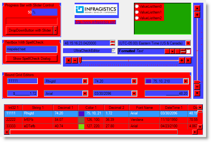 Shows the Editors Canvas to demonstrate how setting the background color on the UltraOptionSet UI Role changed the UltraOptionSet's background shown on the canvas.