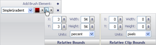 WinGauge's appearance tab relative bounds editor drop-down arrow.