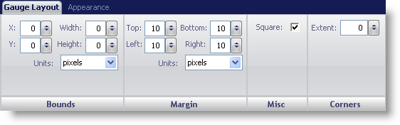 wingauge's radial gauge layout tab.