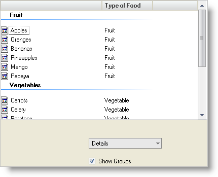 showing groups in winlistview