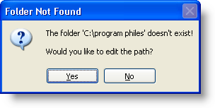 Image of custom NavigationPathParsingError dialog box.