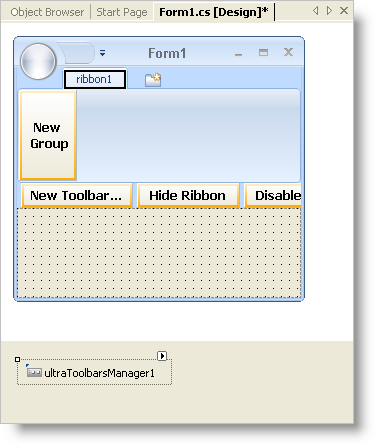 ultratoolbarsmanager at design time