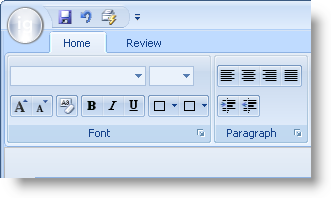 example of ultratoolbarsmanager quick access toolbar above ribbon