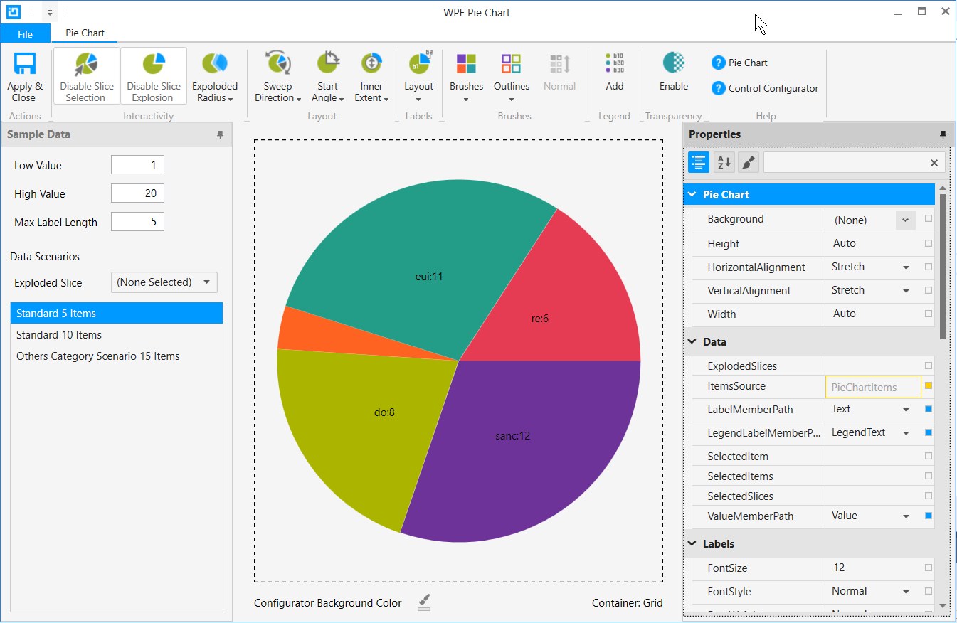 XamPieChart Configurator