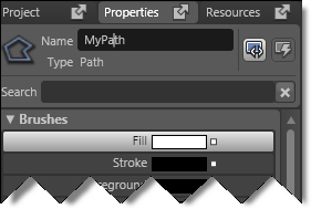 naming the path in expression blend properties tab