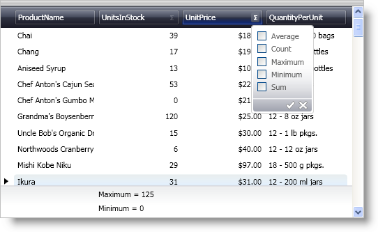 xamdatagrid's row summaries functionality